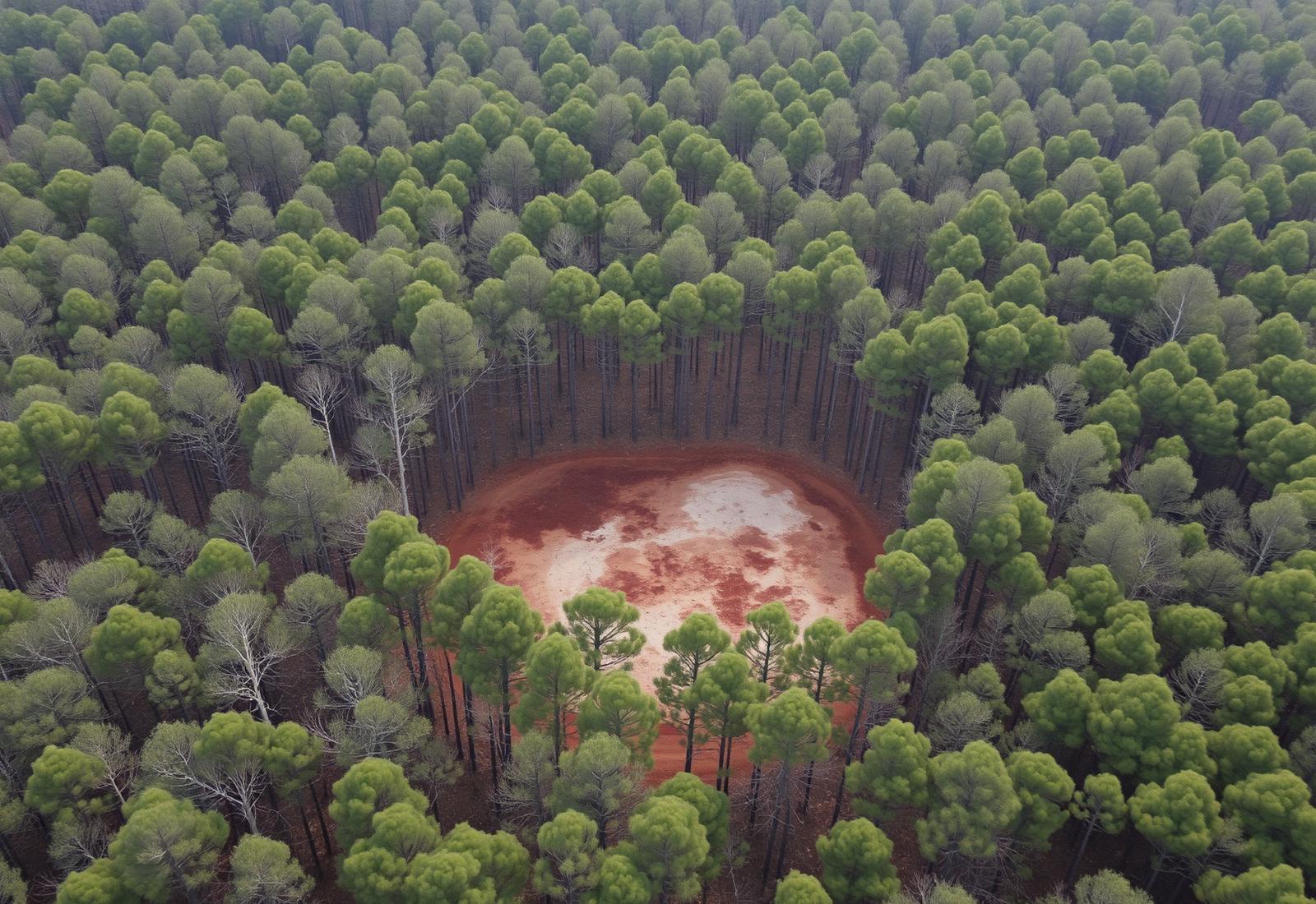 Wooded South Carolina Lowcountry land parcel from above